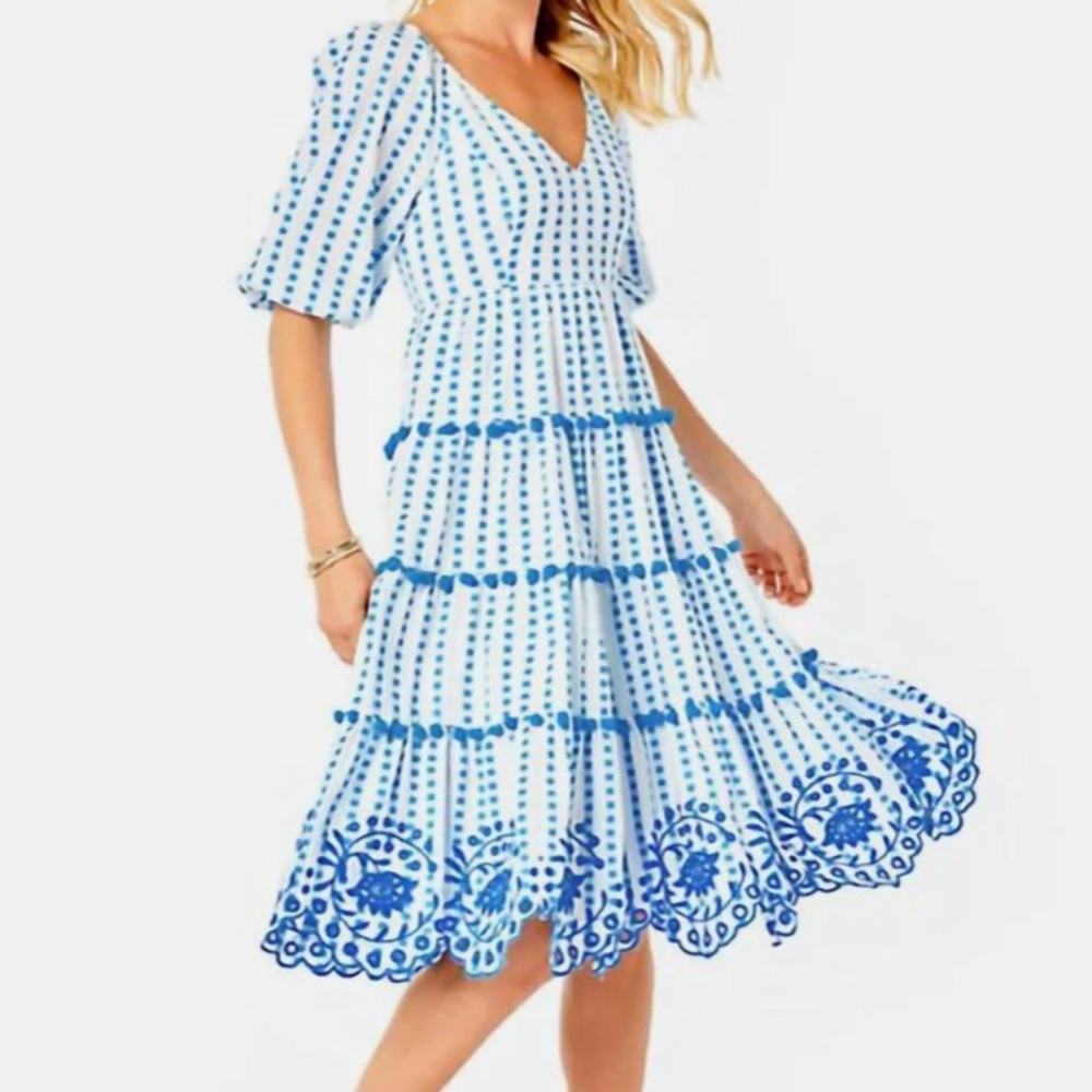 LILLY PULITZER sidney midi dress in gingham stripe jacquard